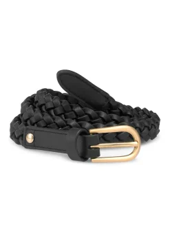 Best ME+EM Arrow Hand-Plaited Leather Belt Black/Gold
