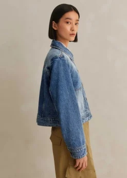 Outlet ME+EM Authentic Denim Relaxed Crop Jacket Blue Wash