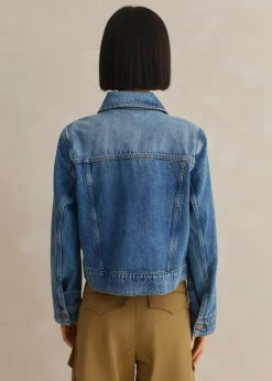 Outlet ME+EM Authentic Denim Relaxed Crop Jacket Blue Wash