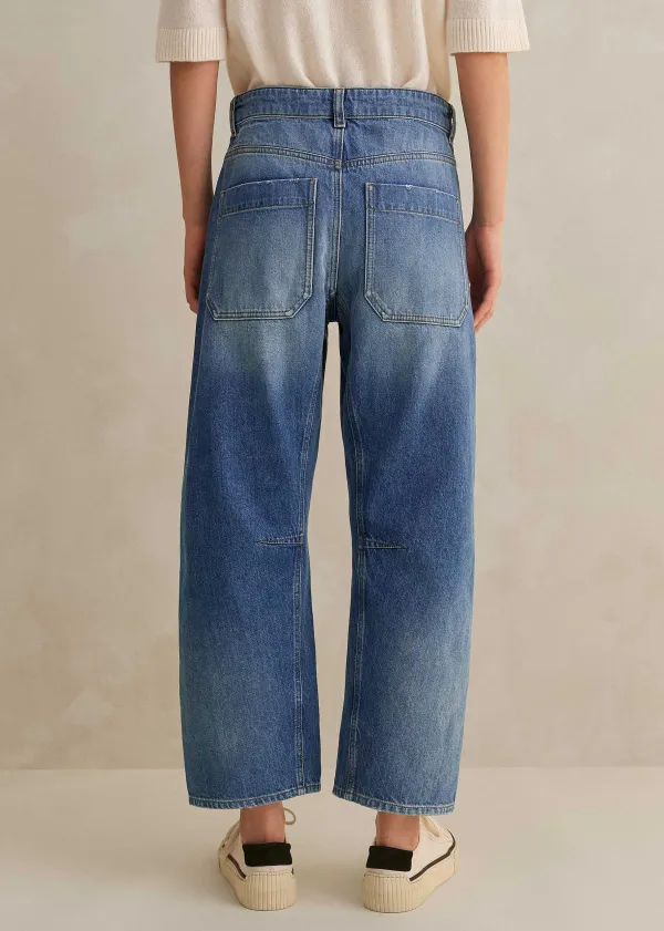 Clearance ME+EM Authentic Engineered-Leg Jean Mid Blue Wash