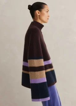 Hot ME+EM Boiled Cashmere Relaxed Stripe Jumper Ganache Multi