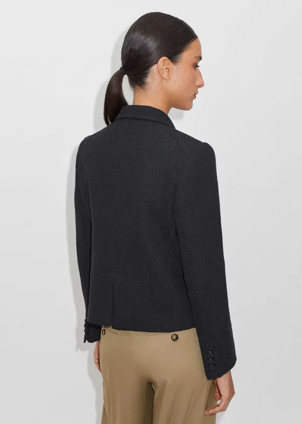 Best ME+EM Bracelet Sleeve Boucle Crop Jacket Navy/Black