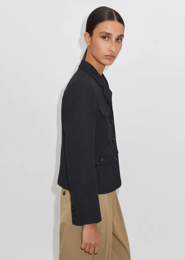 Best ME+EM Bracelet Sleeve Boucle Crop Jacket Navy/Black