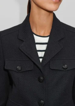 Best ME+EM Bracelet Sleeve Boucle Crop Jacket Navy/Black
