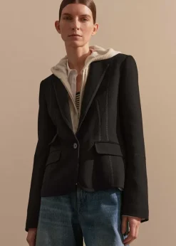 Discount ME+EM Bracelet Sleeve Short Workwear Blazer Black