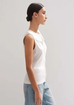 ME+EM Broderie Bib Sleeveless Layering Tank Soft White