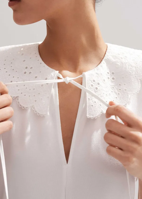 ME+EM Broderie Bib Sleeveless Layering Tank Soft White