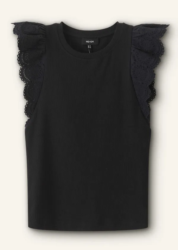 Best ME+EM Broderie Trim Tank Top Navy