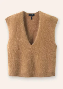 Sale ME+EM Brushed Cashmere V Neck Cropped Vest Camel