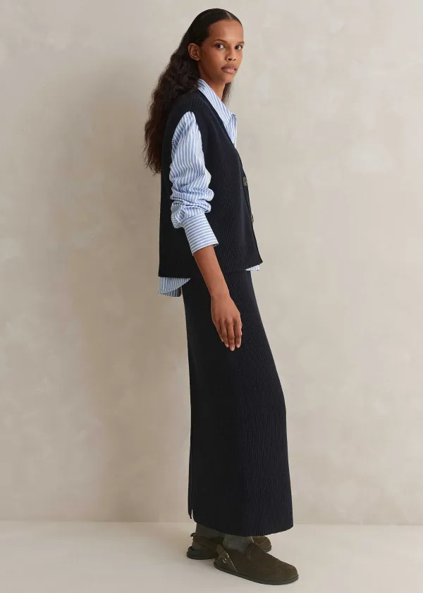 Clearance ME+EM Button Up Knitted Vest + Skirt Co-Ord Blue