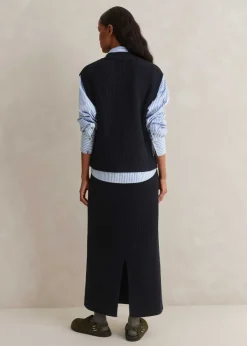 Clearance ME+EM Button Up Knitted Vest + Skirt Co-Ord Blue
