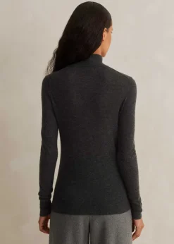 Clearance ME+EM Cashmere Barely There Layering Jumper Charcoal