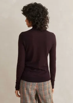 New ME+EM Cashmere Barely There Layering Jumper Deep Cabernet