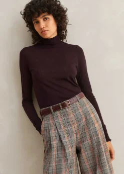 New ME+EM Cashmere Barely There Layering Jumper Deep Cabernet