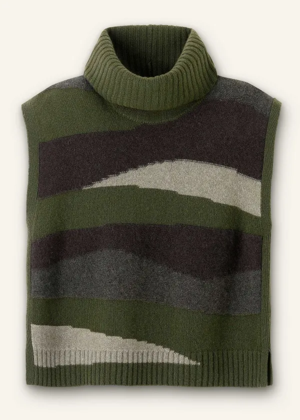 ME+EM Cashmere Camo Cropped Vest + Snood Khaki Multi