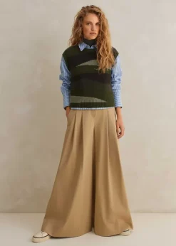 ME+EM Cashmere Camo Cropped Vest + Snood Khaki Multi
