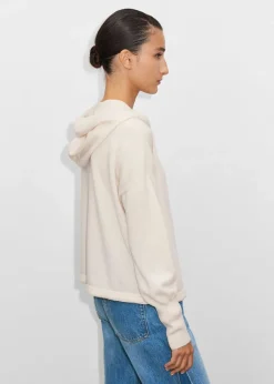 Outlet ME+EM Cashmere Drop Shoulder Box Crop Hoody Natural Cream