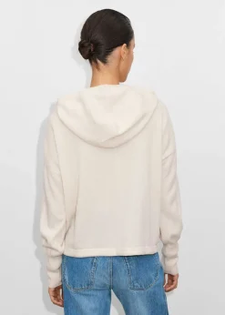Outlet ME+EM Cashmere Drop Shoulder Box Crop Hoody Natural Cream