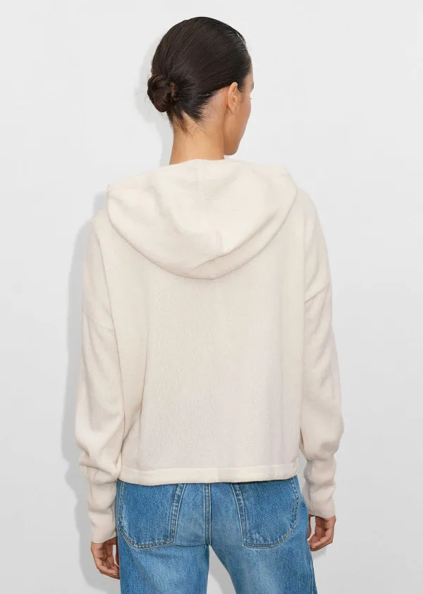 Outlet ME+EM Cashmere Drop Shoulder Box Crop Hoody Natural Cream