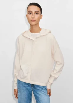 Outlet ME+EM Cashmere Drop Shoulder Box Crop Hoody Natural Cream