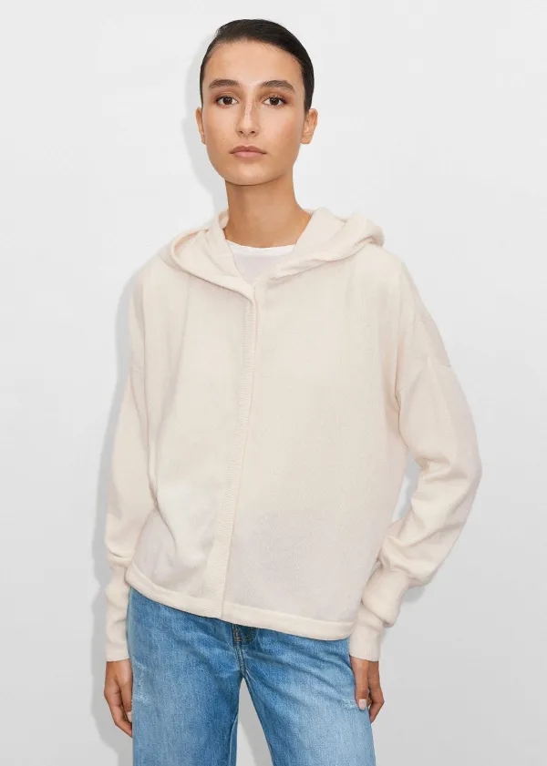 Outlet ME+EM Cashmere Drop Shoulder Box Crop Hoody Natural Cream