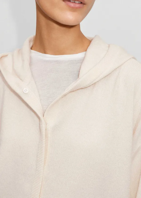 Outlet ME+EM Cashmere Drop Shoulder Box Crop Hoody Natural Cream