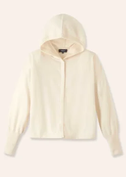 Outlet ME+EM Cashmere Drop Shoulder Box Crop Hoody Natural Cream