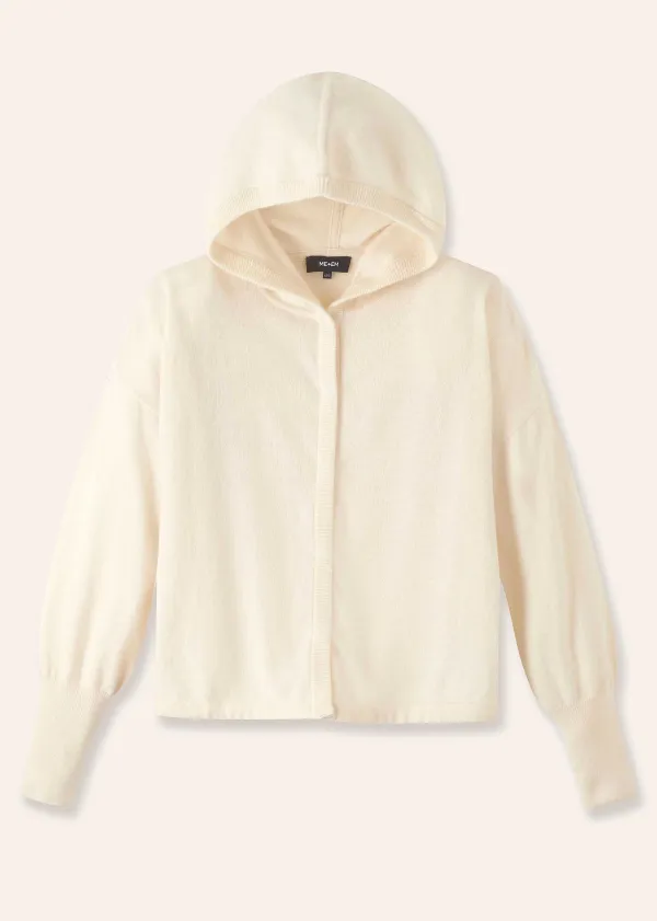 Outlet ME+EM Cashmere Drop Shoulder Box Crop Hoody Natural Cream