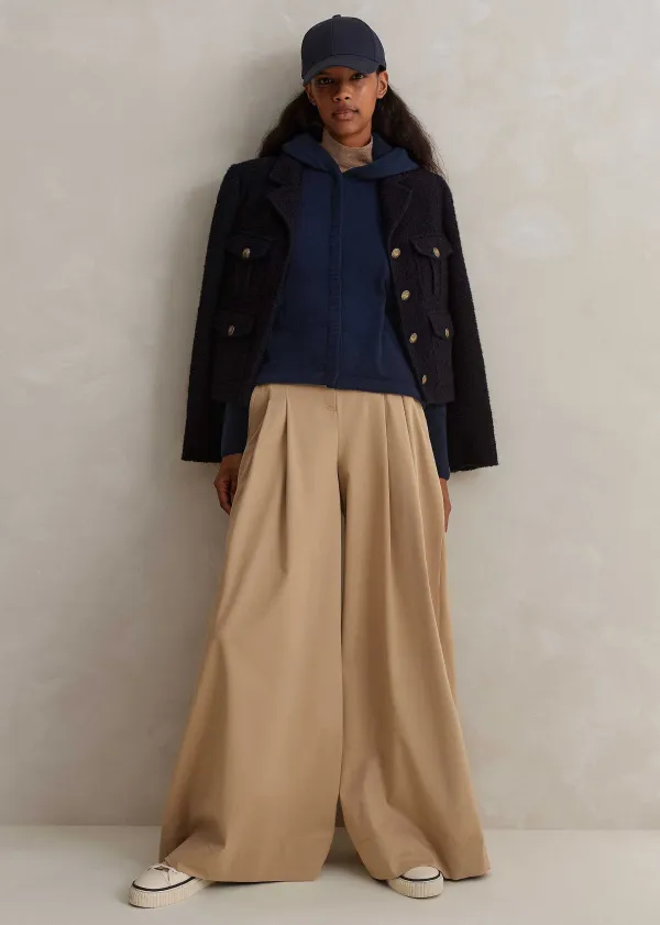 Discount ME+EM Cashmere Drop Shoulder Box Crop Hoody Dark Navy