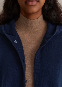 Discount ME+EM Cashmere Drop Shoulder Box Crop Hoody Dark Navy