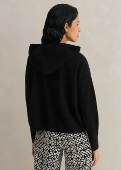 Sale ME+EM Cashmere Drop Shoulder Box Crop Hoody Black
