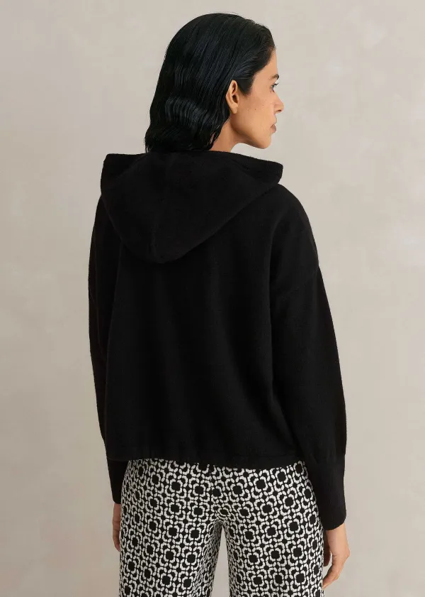 Sale ME+EM Cashmere Drop Shoulder Box Crop Hoody Black