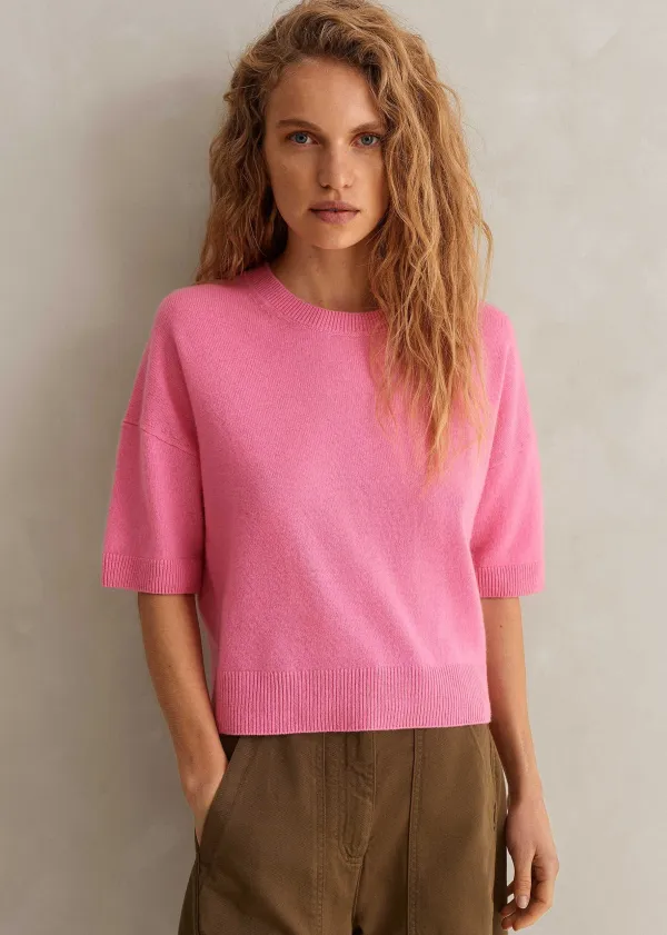 Sale ME+EM Cashmere Relaxed Crop Tee Perfect Pink