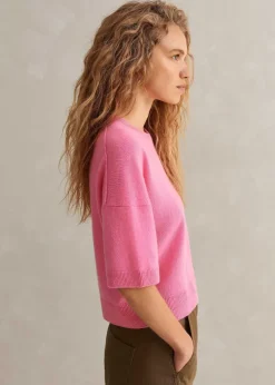 Sale ME+EM Cashmere Relaxed Crop Tee Perfect Pink