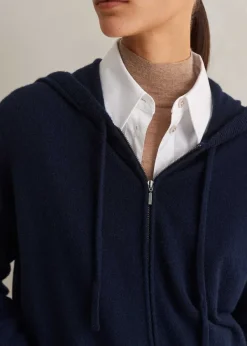 Online ME+EM Cashmere Relaxed Fit Box Zip Hoody Navy