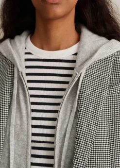 ME+EM Cashmere Relaxed Fit Box Zip Hoody Silver Grey M Lange