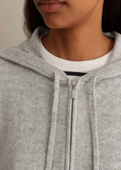 ME+EM Cashmere Relaxed Fit Box Zip Hoody Silver Grey M Lange