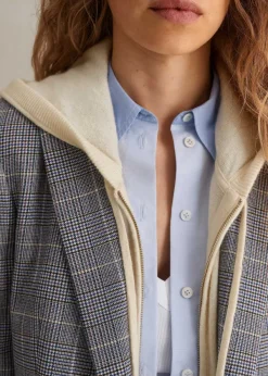 Clearance ME+EM Cashmere Relaxed Fit Box Zip Hoody Natural Cream