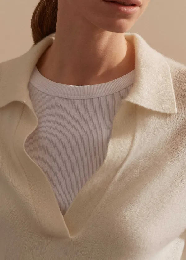 Best ME+EM Cashmere Relaxed Polo Shirt Cream