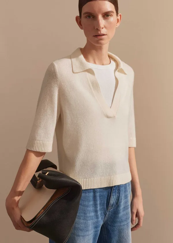 Best ME+EM Cashmere Relaxed Polo Shirt Cream