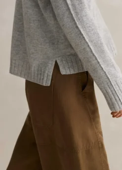 Online ME+EM Cashmere Relaxed V-Neck Jumper Silver Grey M Lange