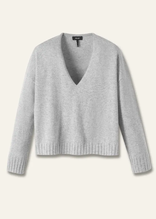 Online ME+EM Cashmere Relaxed V-Neck Jumper Silver Grey M Lange