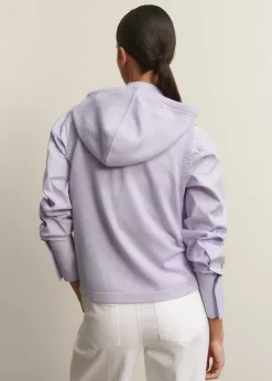 Clearance ME+EM Cashmere Sleeveless Relaxed Zip Hoody Lilac