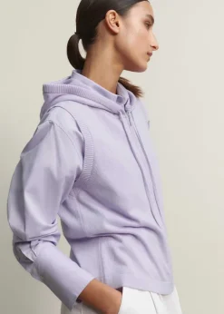 Clearance ME+EM Cashmere Sleeveless Relaxed Zip Hoody Lilac