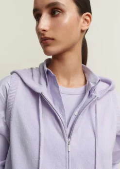 Clearance ME+EM Cashmere Sleeveless Relaxed Zip Hoody Lilac