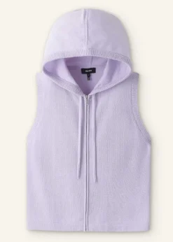 Clearance ME+EM Cashmere Sleeveless Relaxed Zip Hoody Lilac