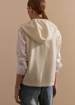 ME+EM Cashmere Sleeveless Relaxed Zip Hoody Natural Cream