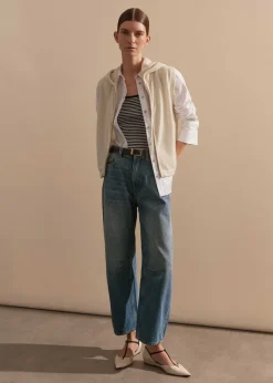 ME+EM Cashmere Sleeveless Relaxed Zip Hoody Natural Cream
