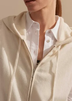 ME+EM Cashmere Sleeveless Relaxed Zip Hoody Natural Cream