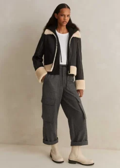 Sale ME+EM Cashmere Sleeveless Relaxed Zip Hoody Black